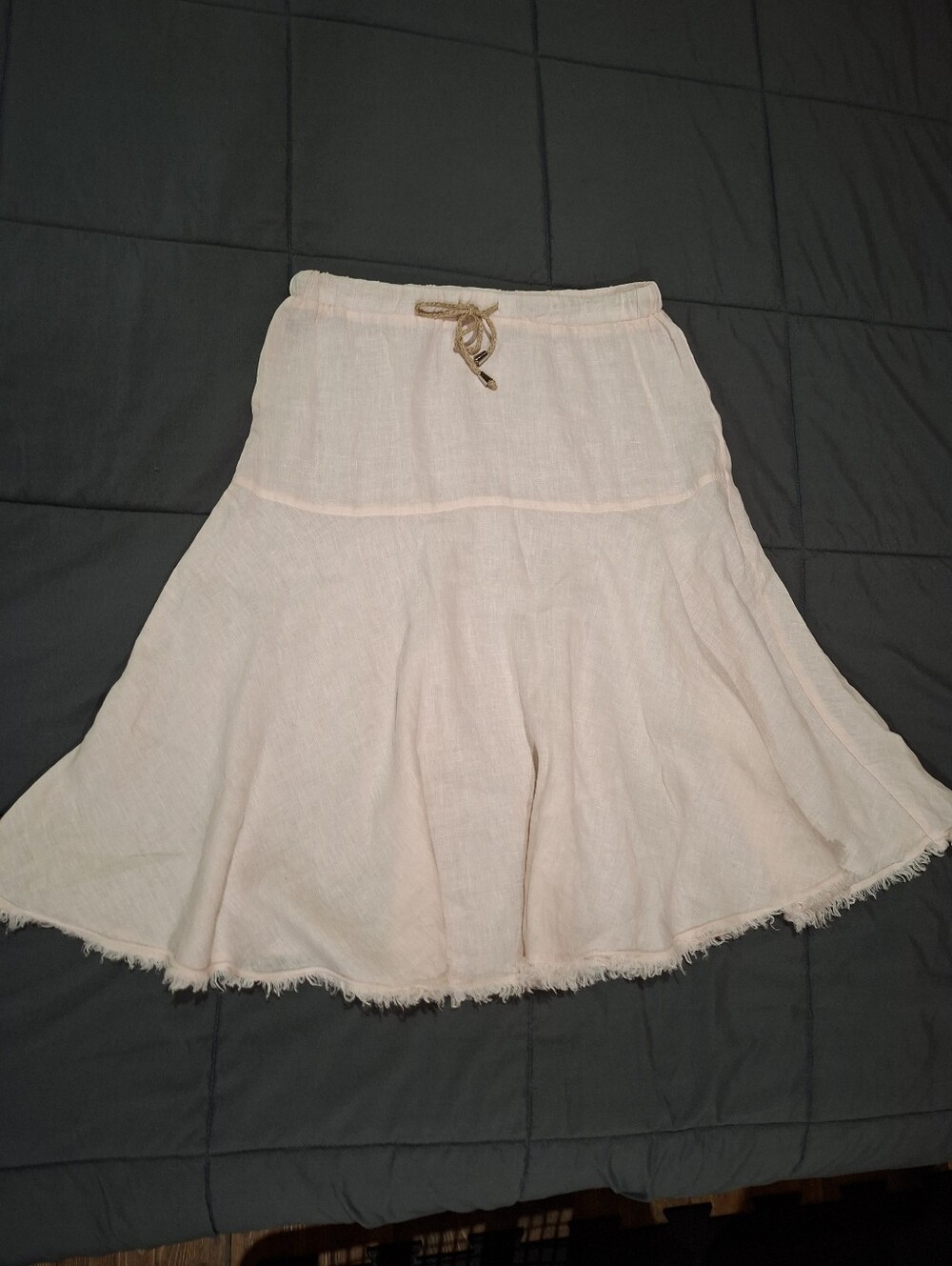 100% Linen Lauren Vidal Pink Midi Skirt Size Medium Made In Italy